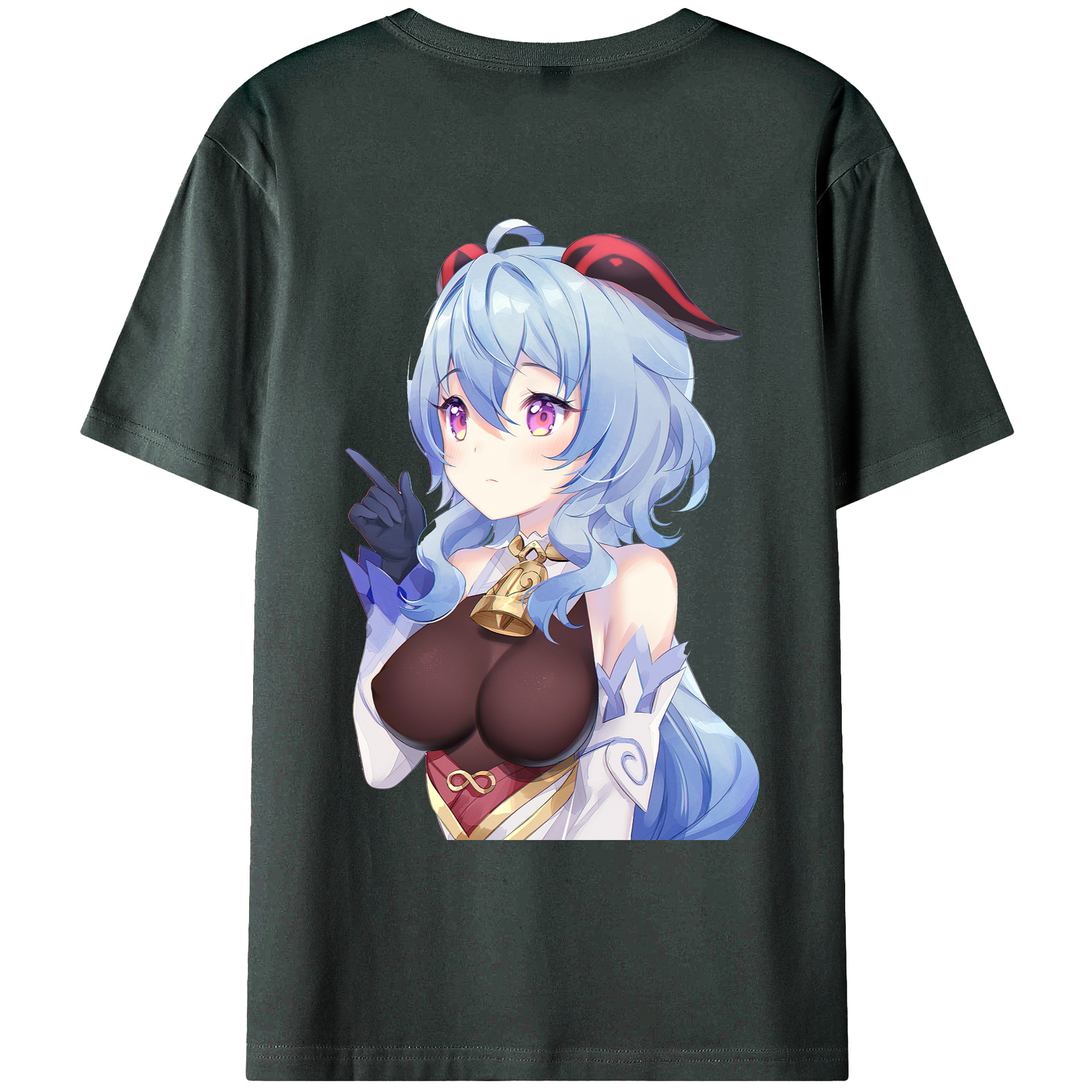 げんし神 甘雨 かんう genshin Ganyu 綿100％ メンズ半袖Tシャツ（バックプリント） 通気性